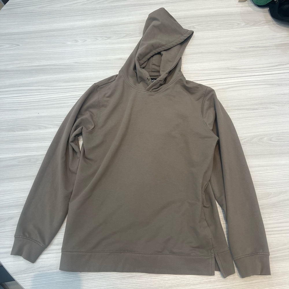 Cuts beige large hooded sweat shirt